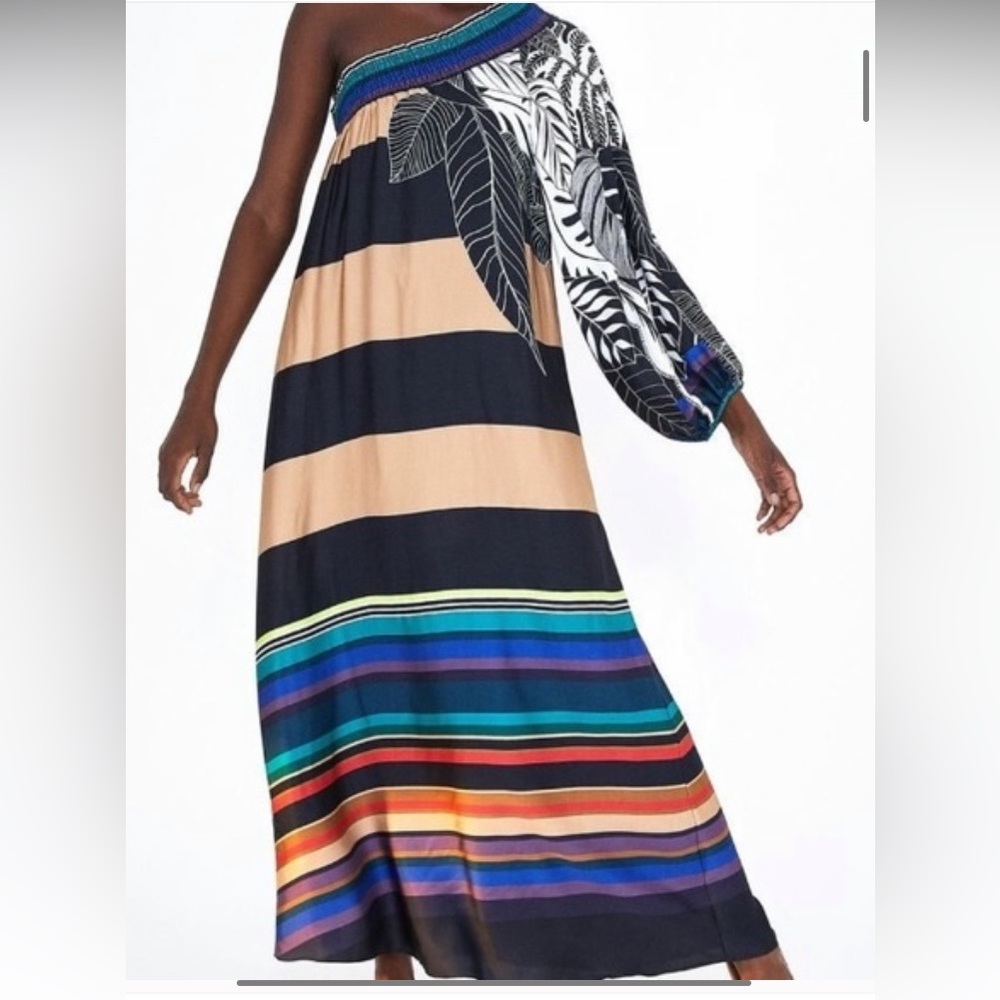 Farm Rio Dress - Naturalis One Shoulder Multi, XS